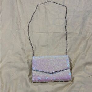 Chic Sequin Clutch - Pink and White